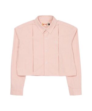 스트라이프 크롭 셔츠_핑크