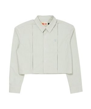 스트라이프 크롭 셔츠_그린