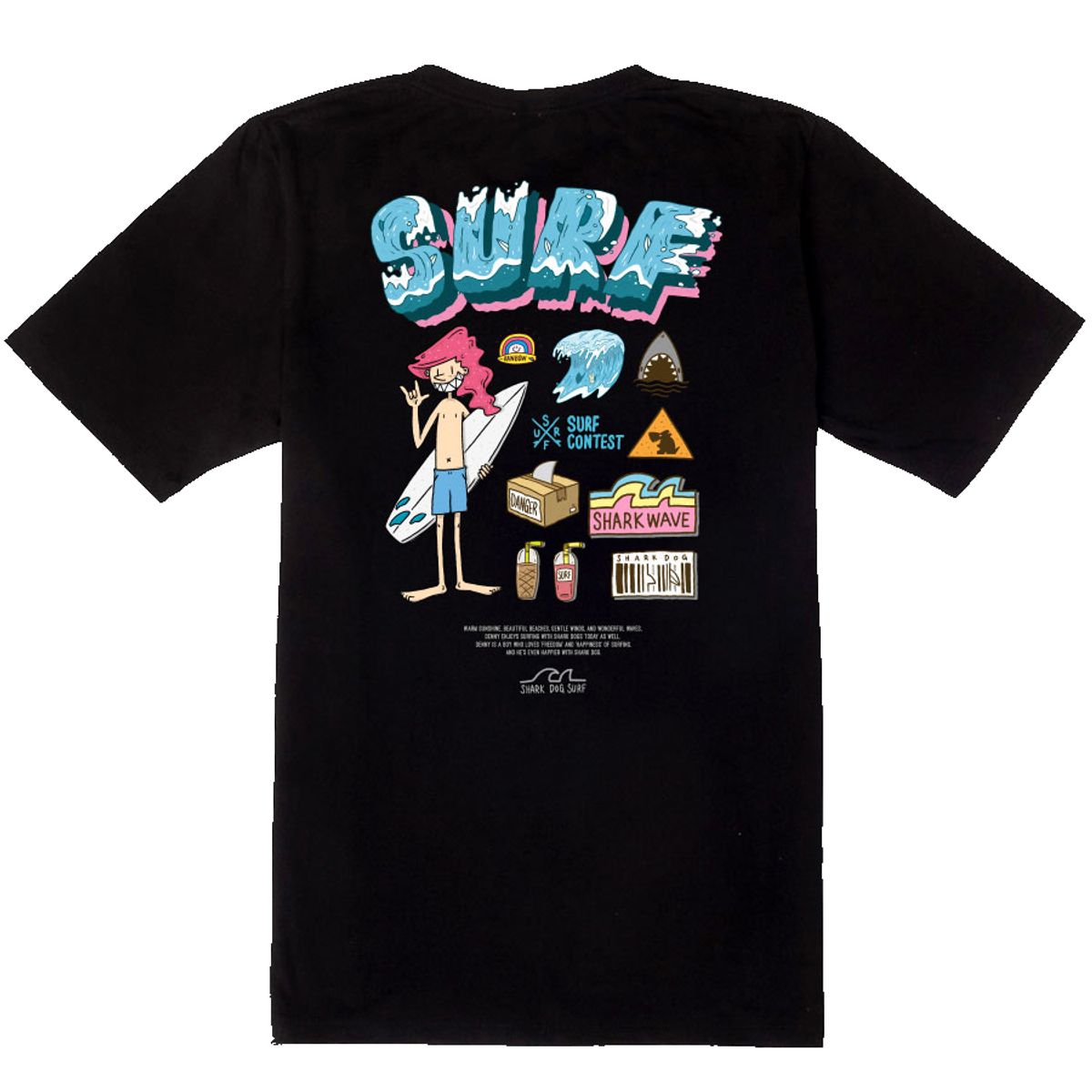 돌돌(DOLDOL) SHARK DOG-tshirts-237 샤크독 데니샤크 서핑 하와이 캐릭터 그래픽 티셔츠 반팔티