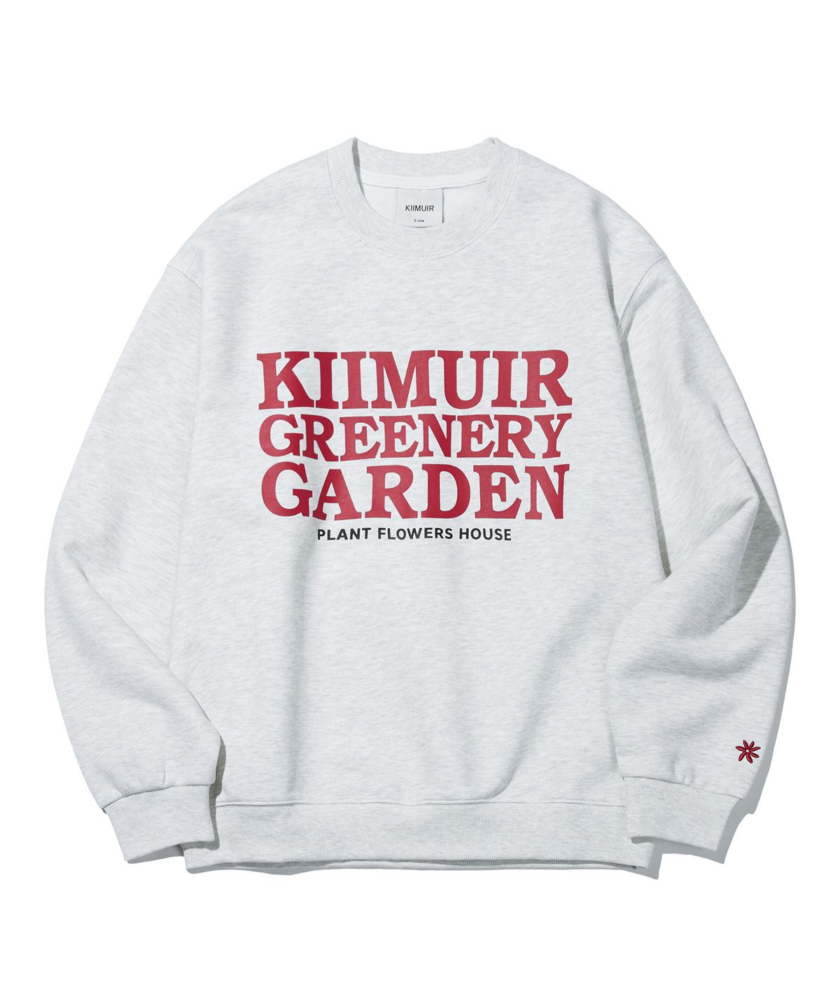 키뮤어(KIIMUIR) 레터링 그래픽 맨투맨_멜란지 그레이