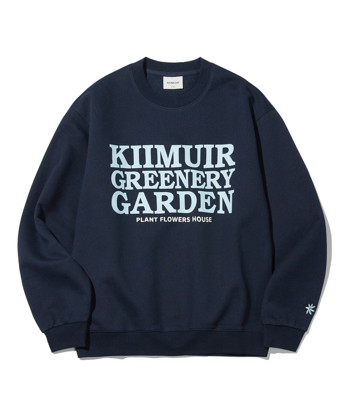 키뮤어(KIIMUIR) 레터링 그래픽 맨투맨_네이비