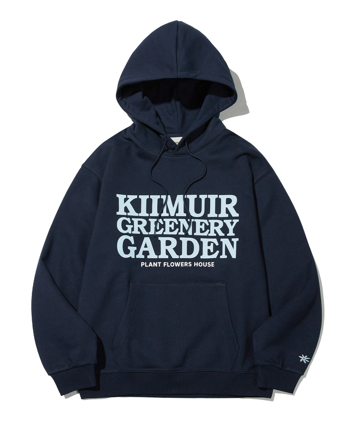 키뮤어(KIIMUIR) 레터링 그래픽 후드_네이비
