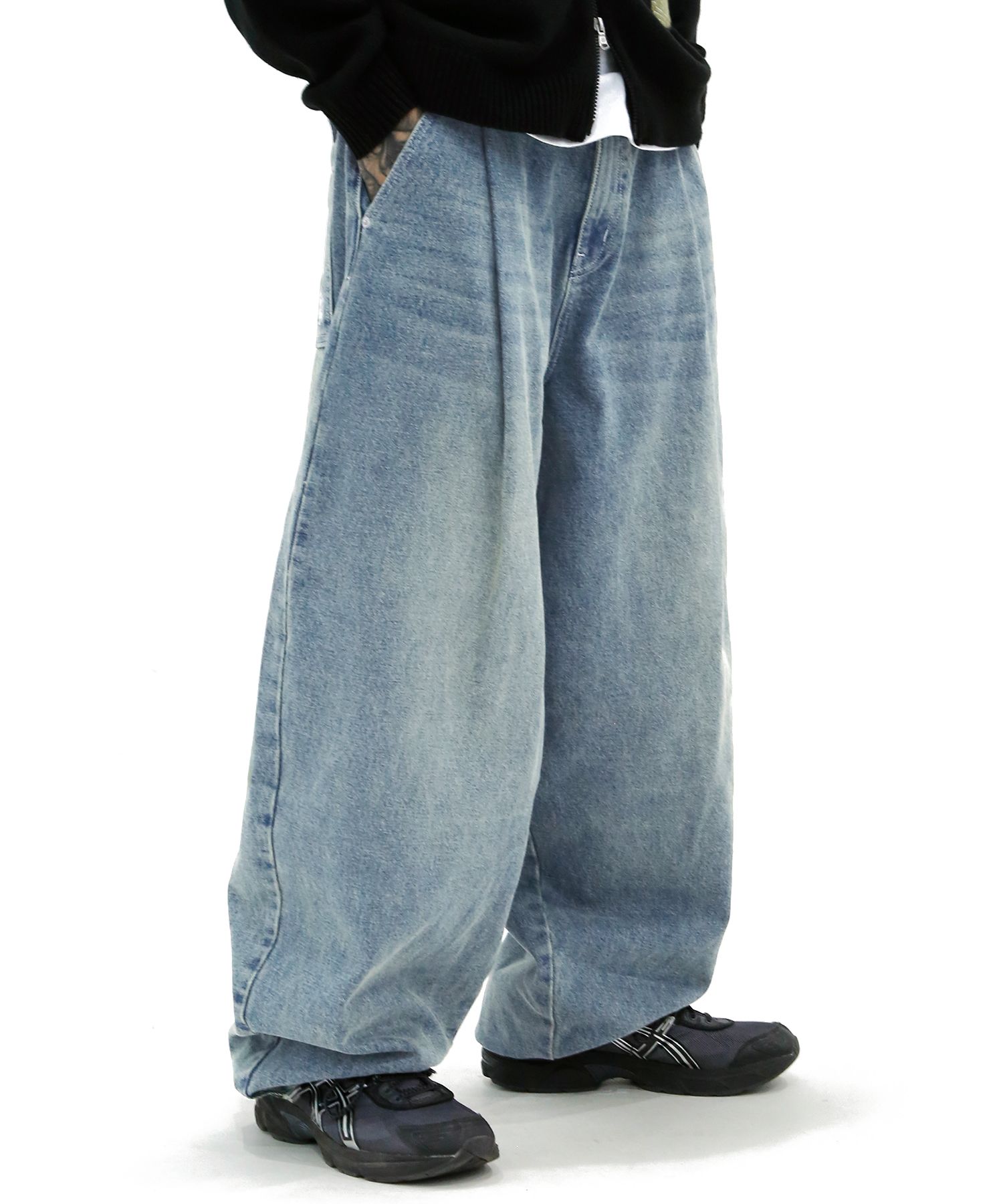 パンツ XTONZ XP172 Big Wide Balloon Denim Pants BLACK xp172BK MUSINSA公式 | XTONZ XP172 Big Wide Balloon Denim Pants (BLUE)