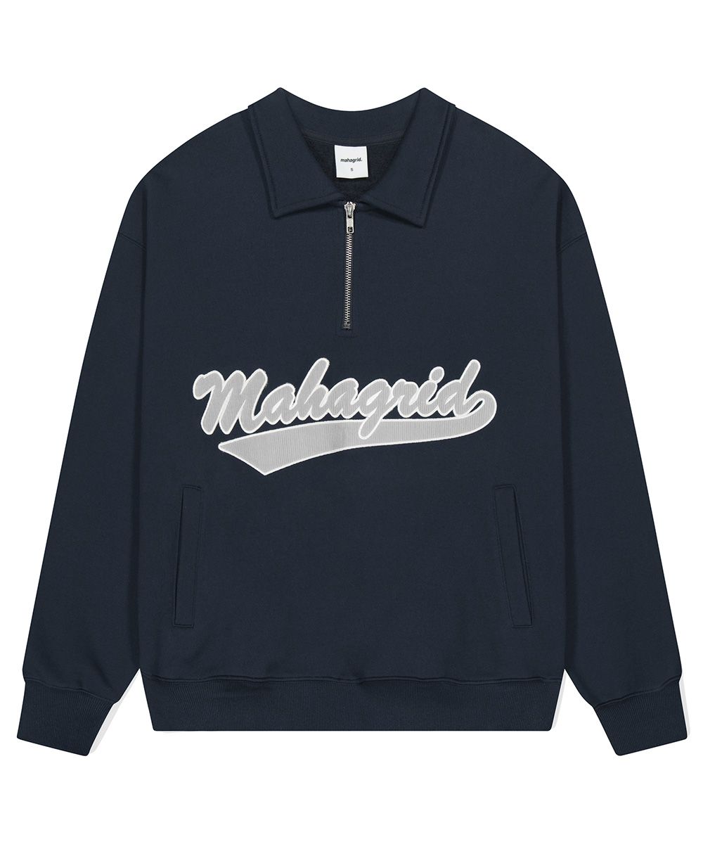 mahagrid☆SCRIPT LOGO HALF ZIP UP MUSINSA | MAHAGRID SCRIPT LOGO HALF ZIP SWEATSHIRT NAVY