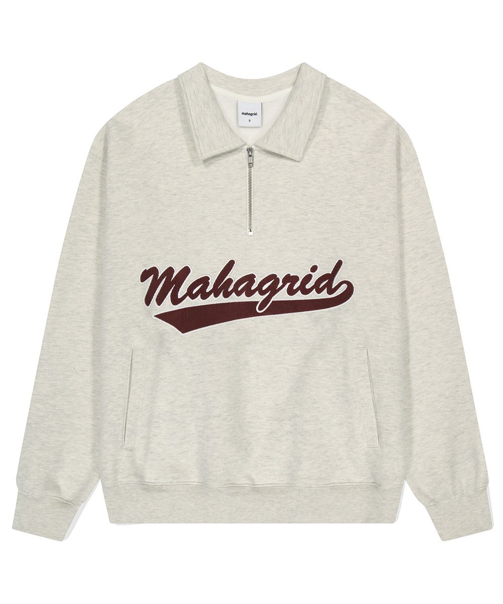 【mahagrid】23FW★ SCRIPT LOGO HALF ZIP SWEATSHIRT MUSINSA | MAHAGRID SCRIPT LOGO HALF ZIP SWEATSHIRT OATMEAL
