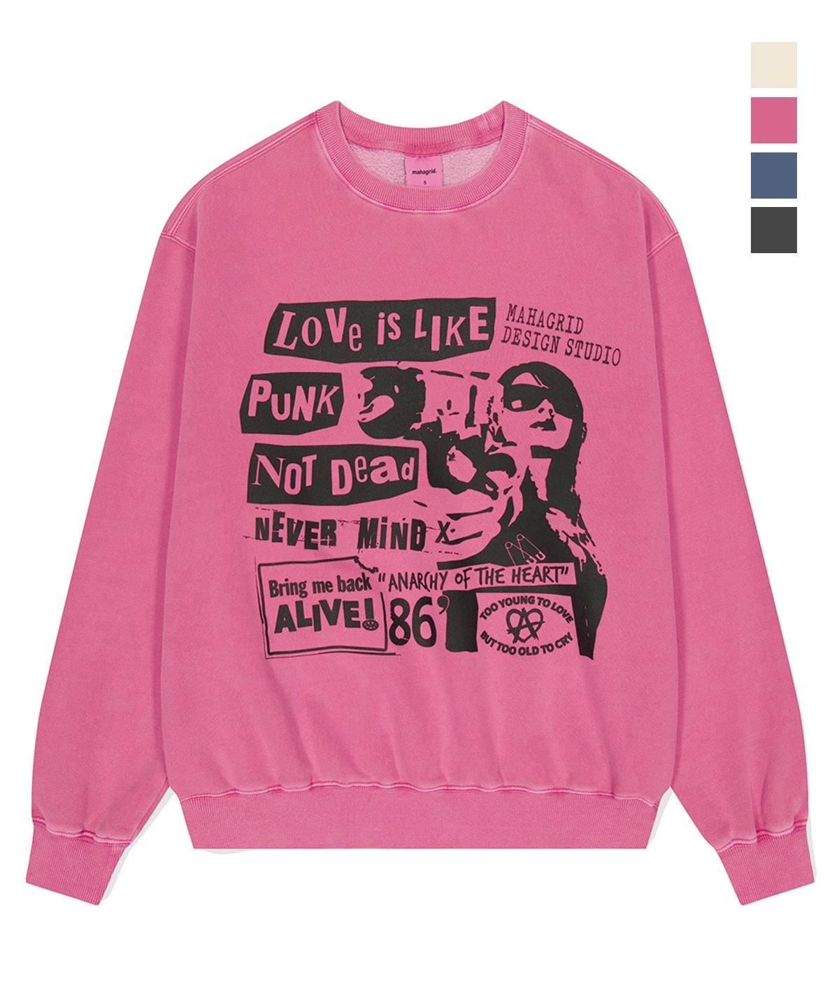 마하그리드(MAHAGRID) LOVE PUNK PIGMENT SWEATSHIRT_4colors