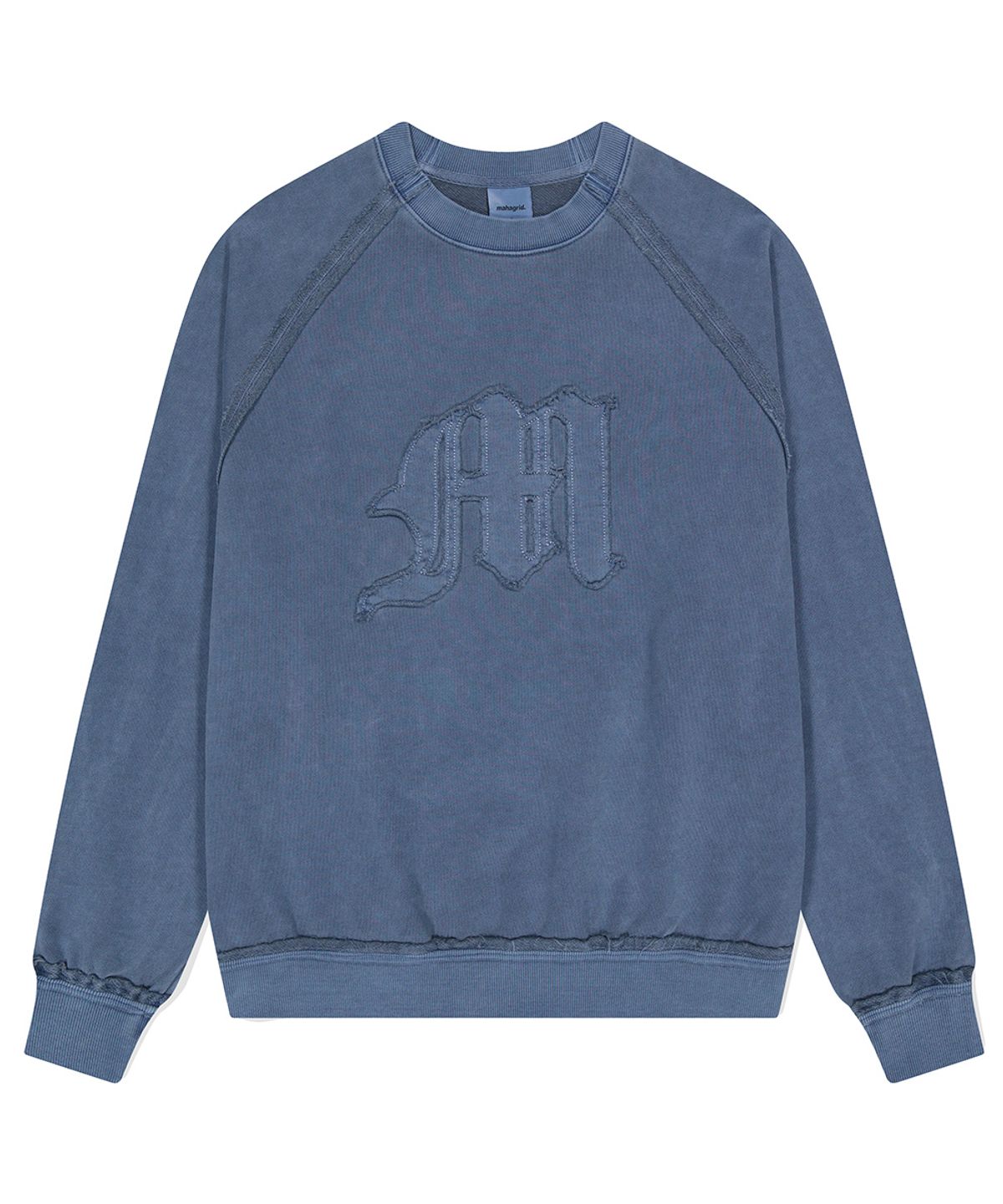 마하그리드(MAHAGRID) RAW CUT M LOGO PIGMENT SWEATSHIRT NAVY(MG2DFMM458A)