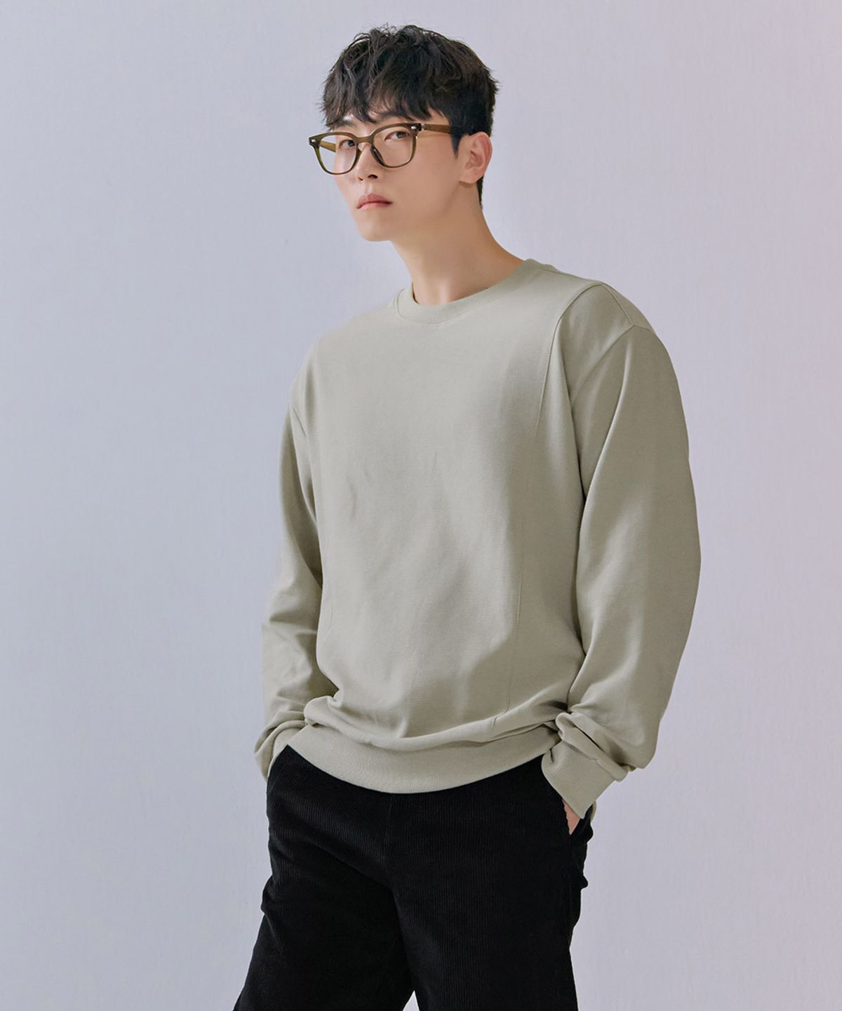 체이스컬트(CHASECULT) 남성 모던 변형 조직 맨투맨-CERK5110B0X