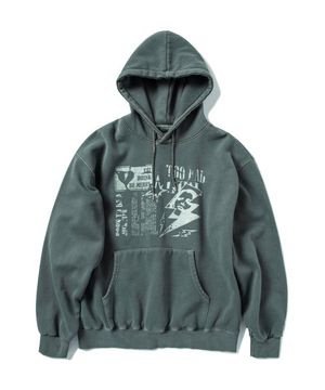 크러쉬드 펑크 피그먼트 후디 - 카키