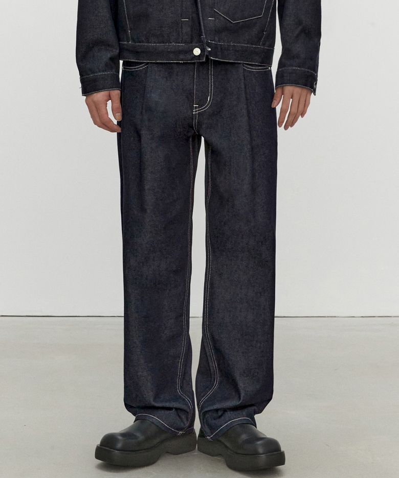 Deep Pleats Wide Jeans DCPT030CPIndigo