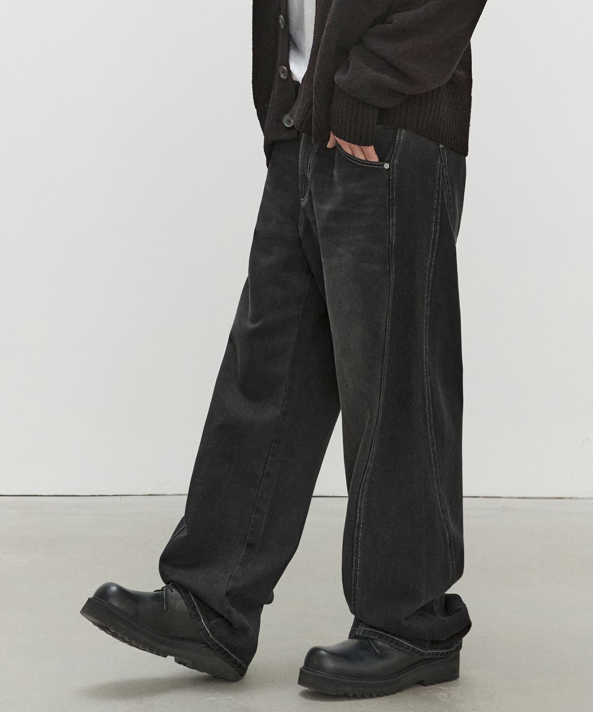 데케트(DECET) Curved Wide Jeans DCPT033Black