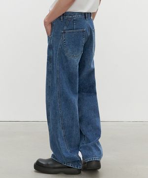Curved Wide Jeans DCPT033Blue