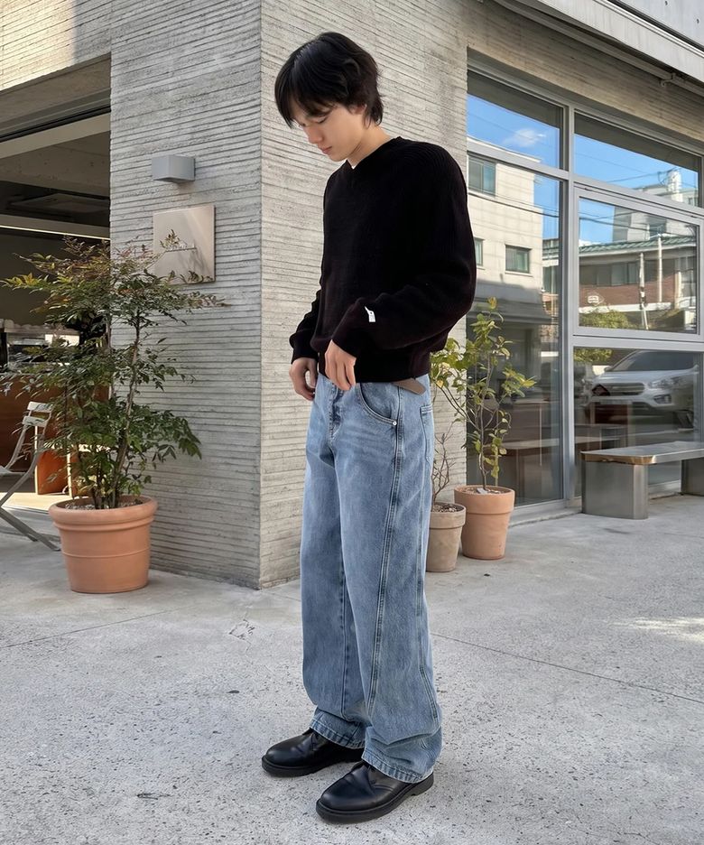 Curved Wide Jeans DCPT033Blue