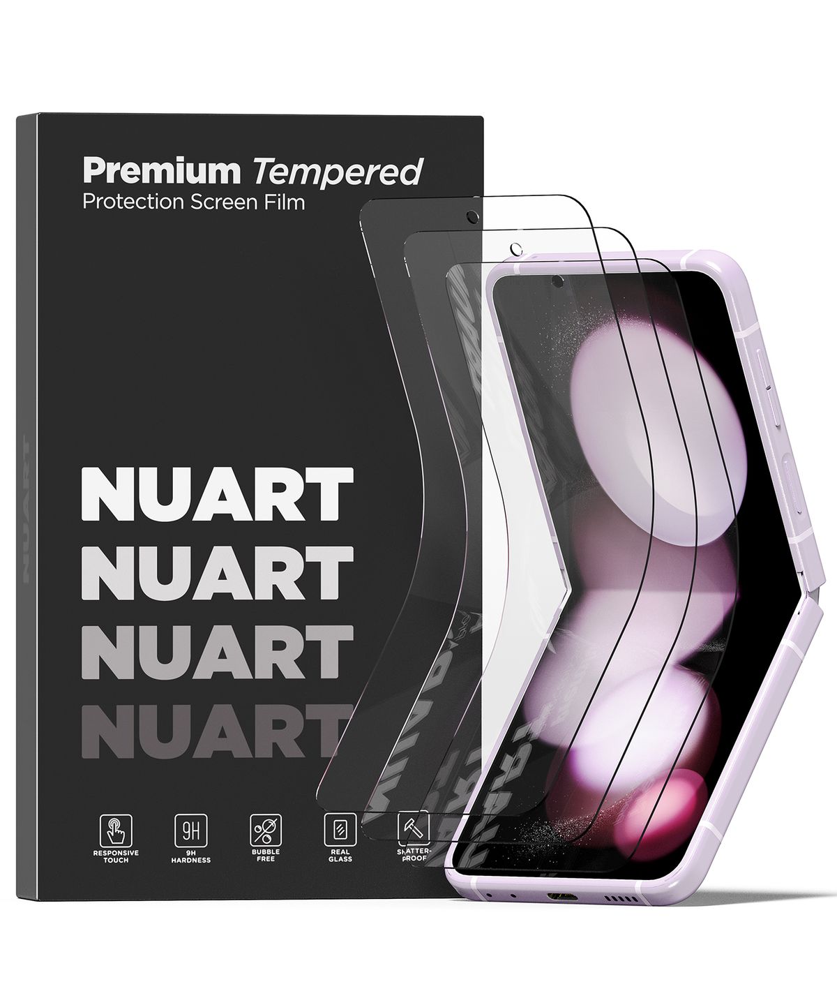누아트(NUART) 갤럭시Z플립5 프리미엄 자가복원 TPU 액정보호필름 3매입