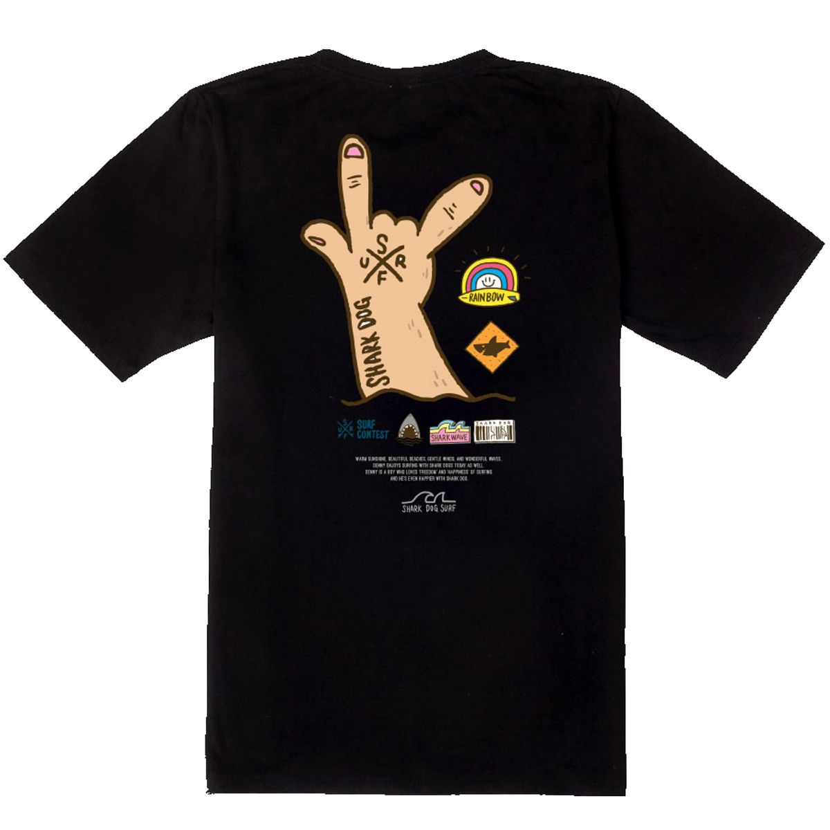돌돌(DOLDOL) SHARK DOG-tshirts-239 샤크독 데니샤크 서핑 하와이 캐릭터 그래픽 티셔츠 반팔티