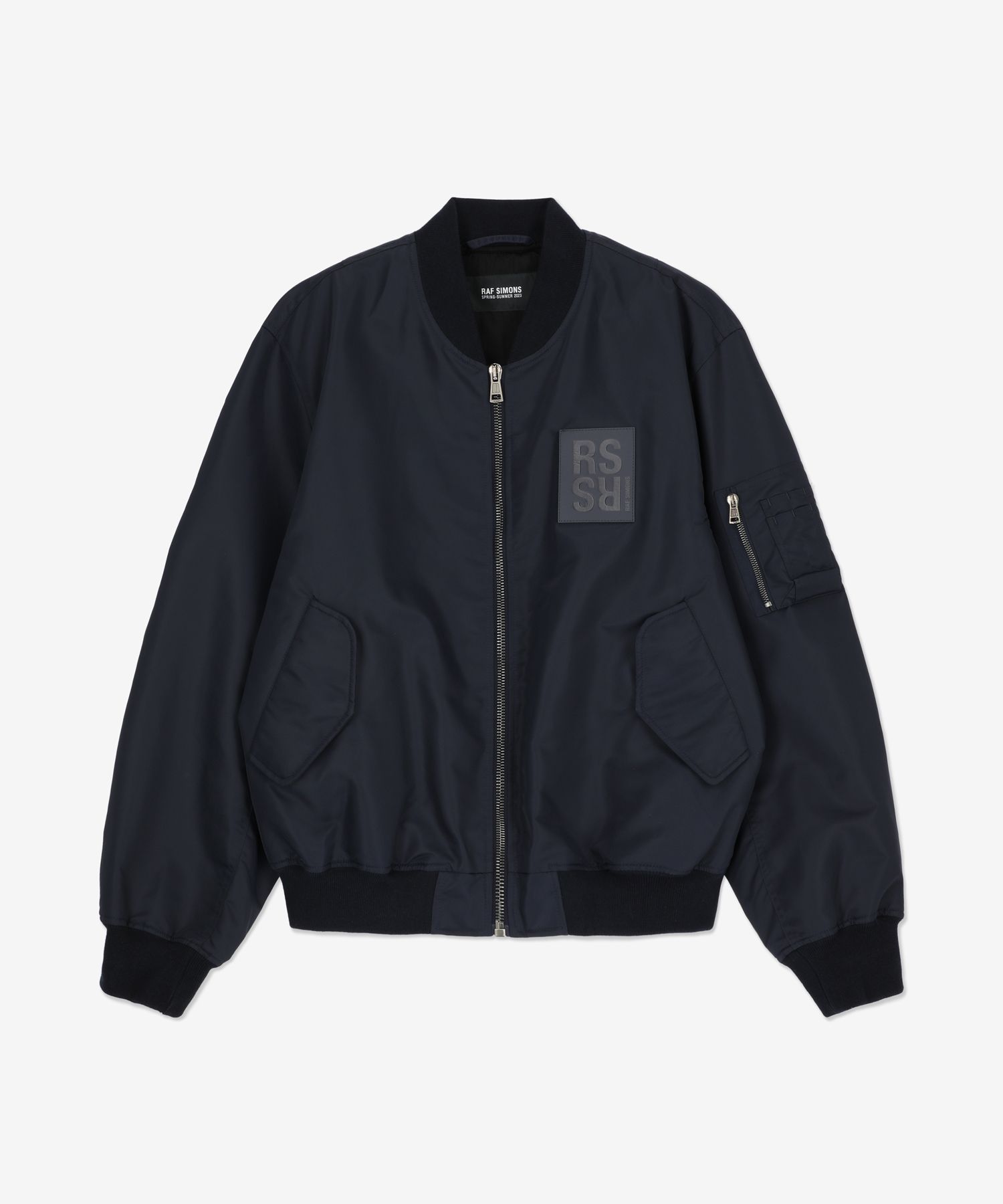 ジャケット RAF SIMONS SS22 LOGO PATCH JACKET (221-543_100320034) RAF SIMONs Oversized Fleeced Rs Patch Bomber Jacket Fleece