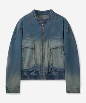 크롭 오버핏 데님 자켓 [러스티블루]