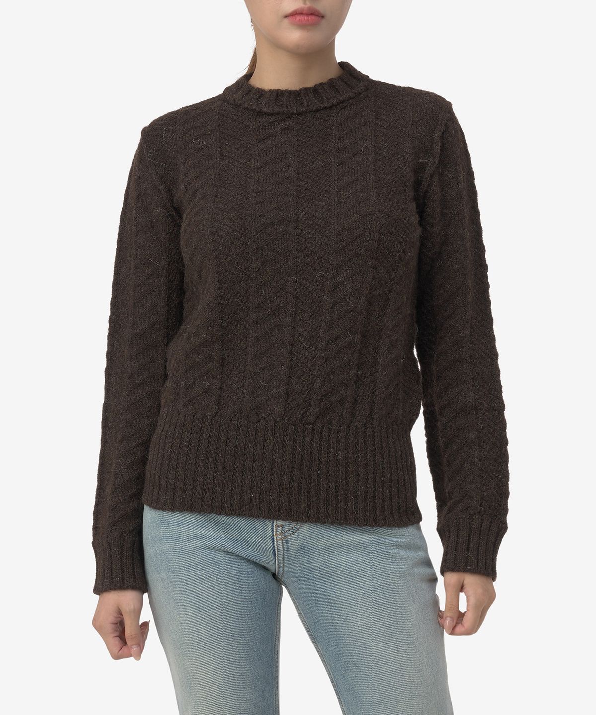 보테가베네타(BOTTEGA VENETA) 셰트랜드 쉐브론 니트 - 다크 체스트넛 / 757825V39D02164