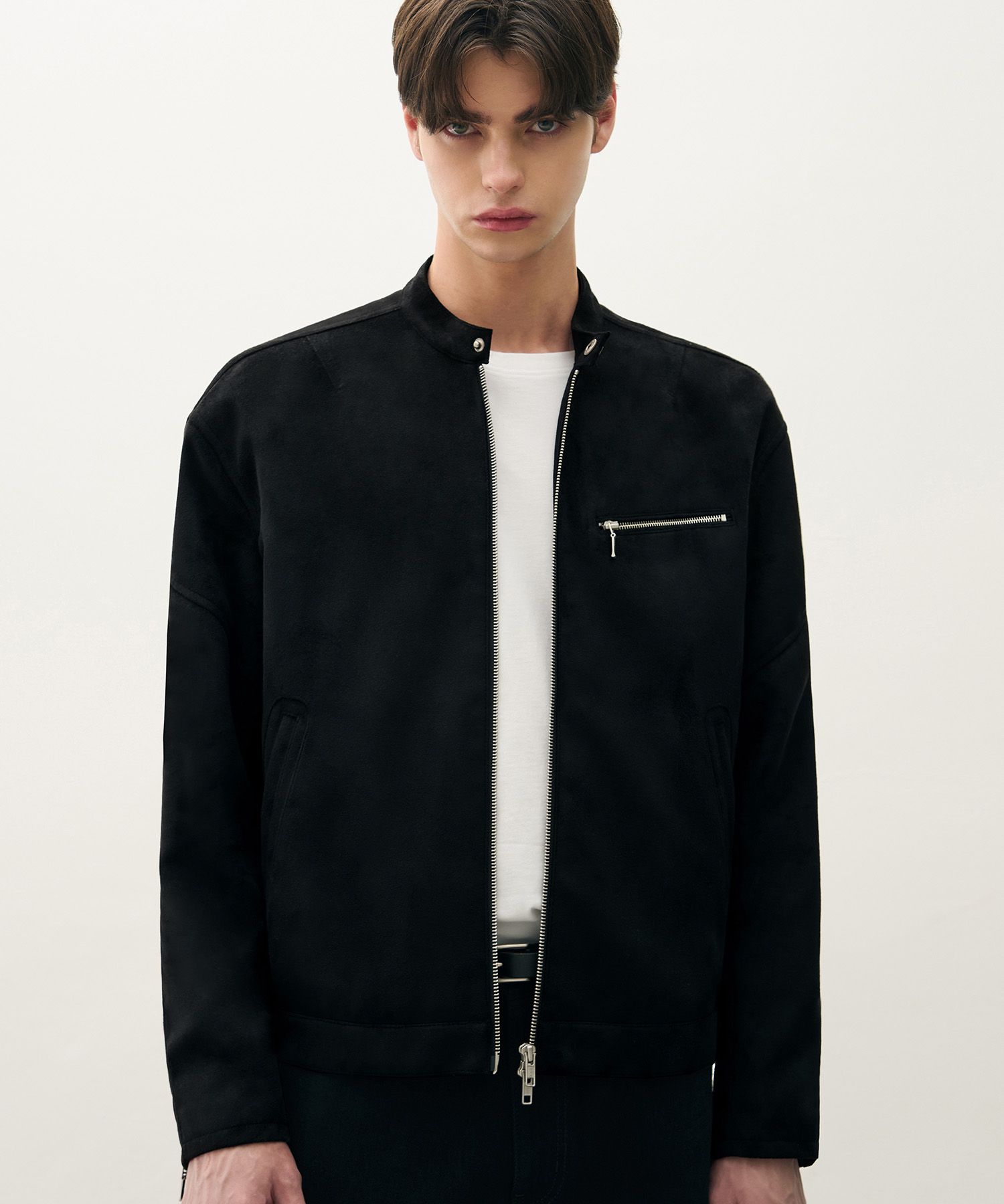 MUSINSA公式 | DRAW FIT バイカーシングルスエードジャケット[ブラック]