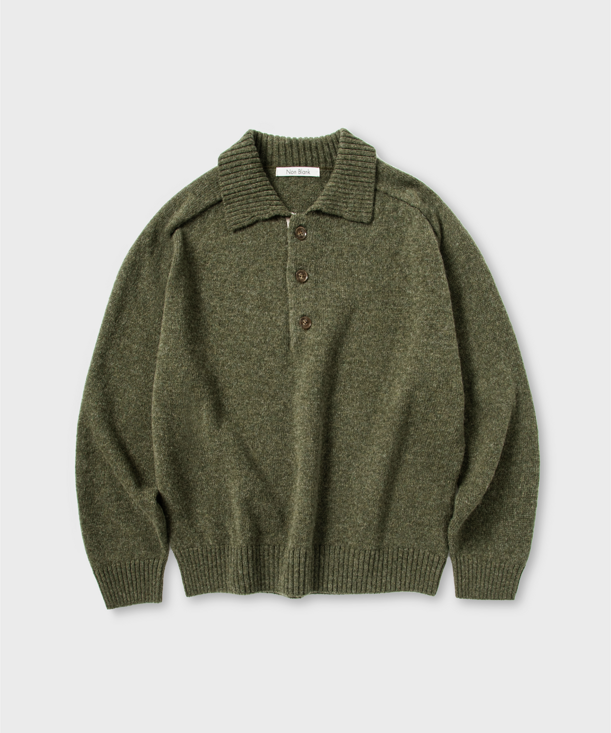 넌블랭크(NONBLANK) 울 칼라 니트_ARBORIST GREEN