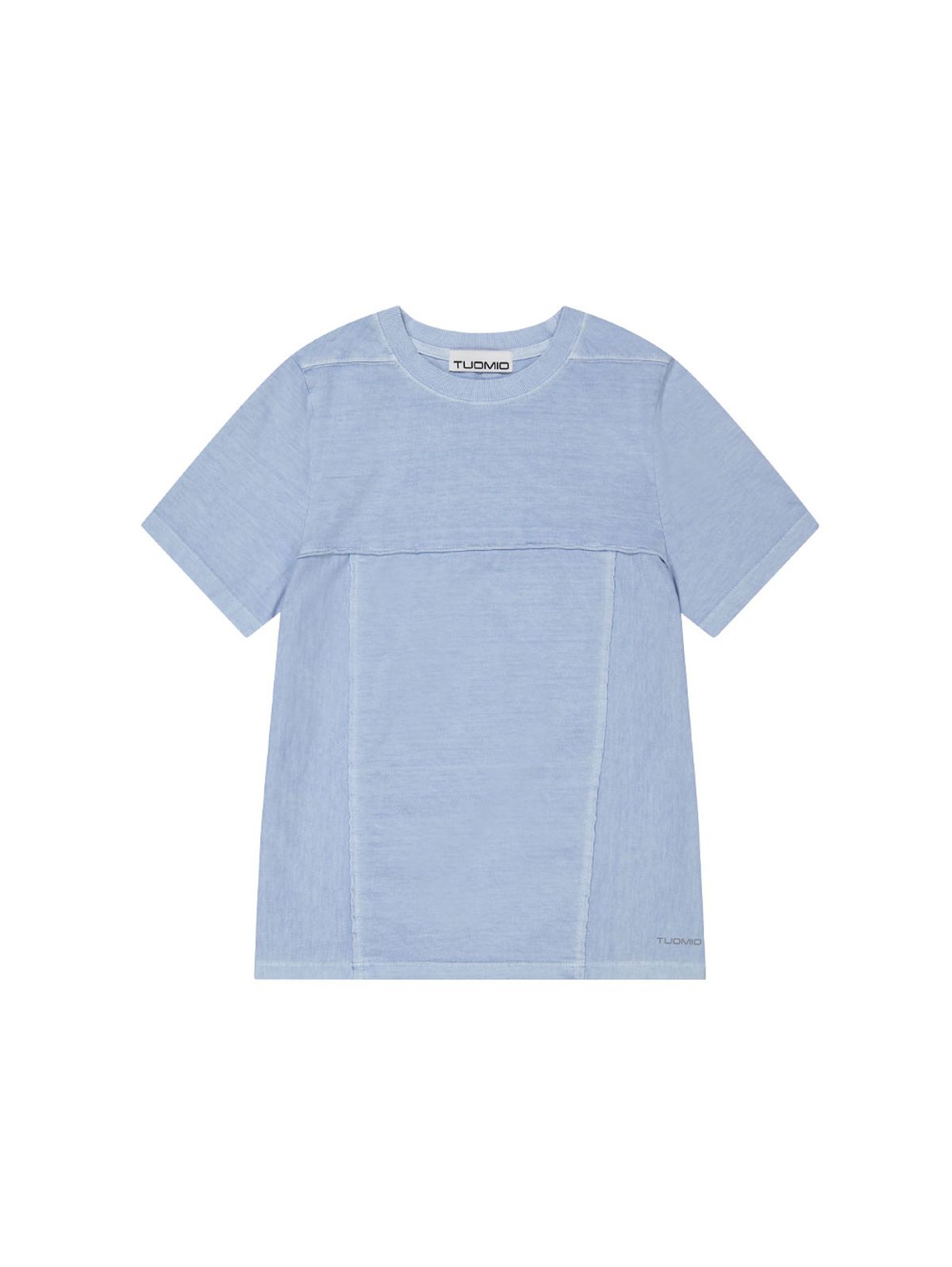 뚜오미오(TUOMIO) GARMENT DYED SEAM POINT T-SHIRTS [BABY BLUE]