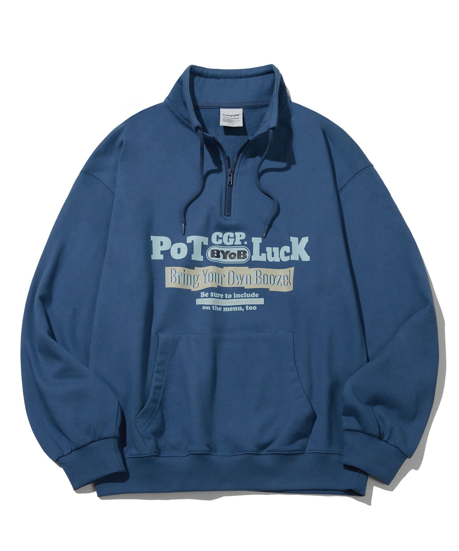★【CODE GRAPHY】★POT LUCK NECK STRING ZIP-UP SWEATSHIR.T★ MUSINSA | Codegraphy POT LUCK Neck String Half Zip-up
