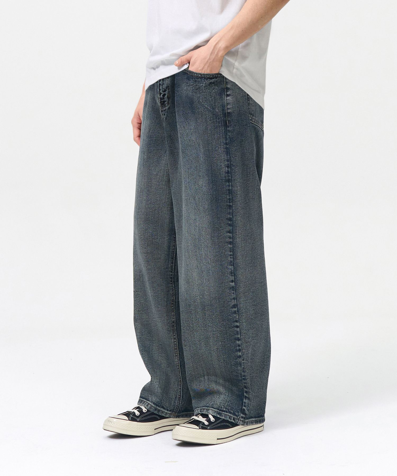 MUSINSA | TOFFEE Haze Washed Wide Denim Pants (VINTAGE INDIGO)