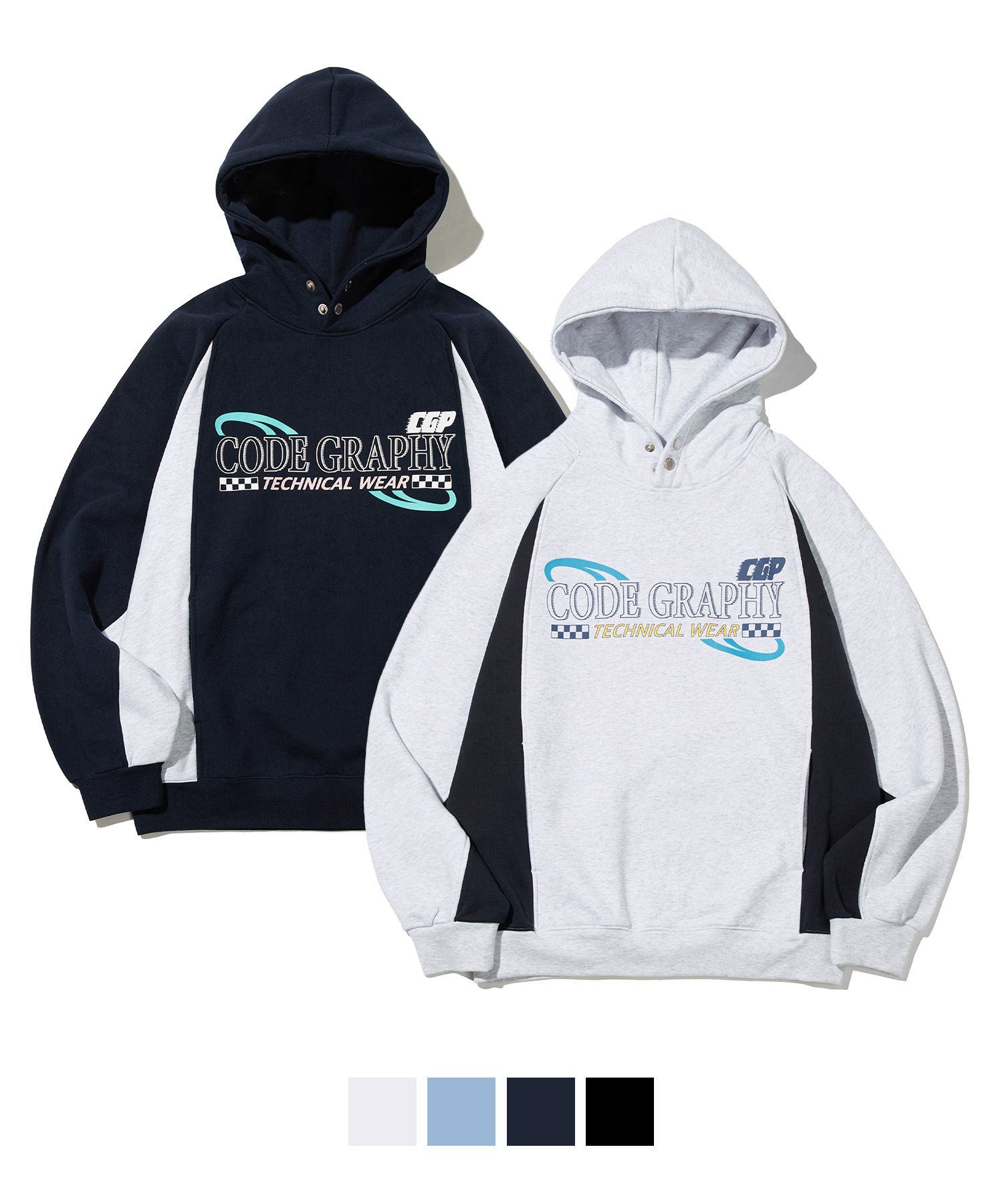 ★2023FW新作★CODE GRAPHY★RACING COLOR SNAP HOODIE ☆2023FW新作☆CODE GRAPHY☆RACING COLOR SNAP HOODIE