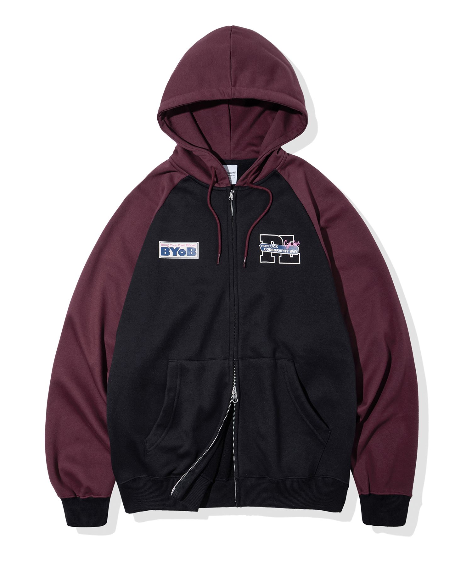 さらに100円引き◆CODEGRAPHY◆Raglan color hooded zip-up MUSINSA | Codegraphy Raglan color hood zip-up_black