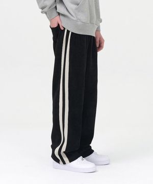 더블 사이드 라인 트랙 버티컬 팬츠 (BLACK)