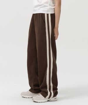 더블 사이드 라인 트랙 버티컬 팬츠 (BROWN)