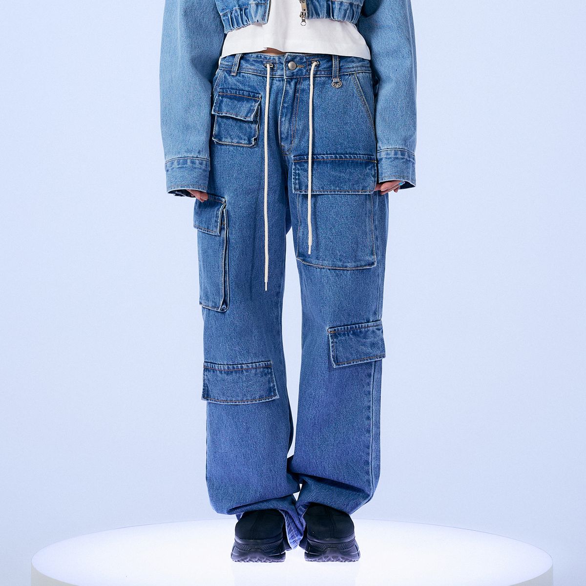 라라폭스(LALAFOX) DENIM CARGO PANTS BLUE BP4DP003