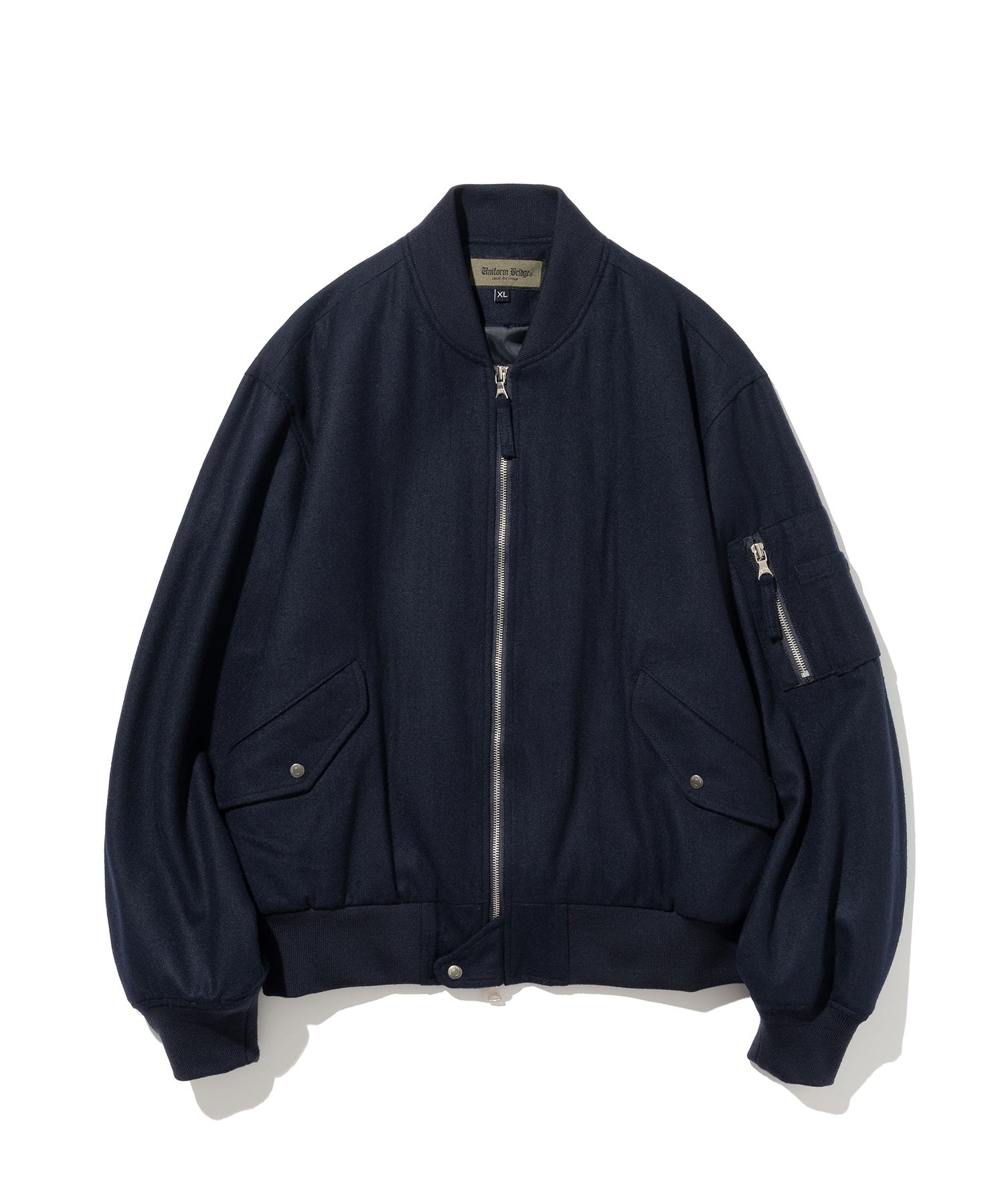 MUSINSA公式 | UNIFORM BRIDGE wool ma-1 jacket navy