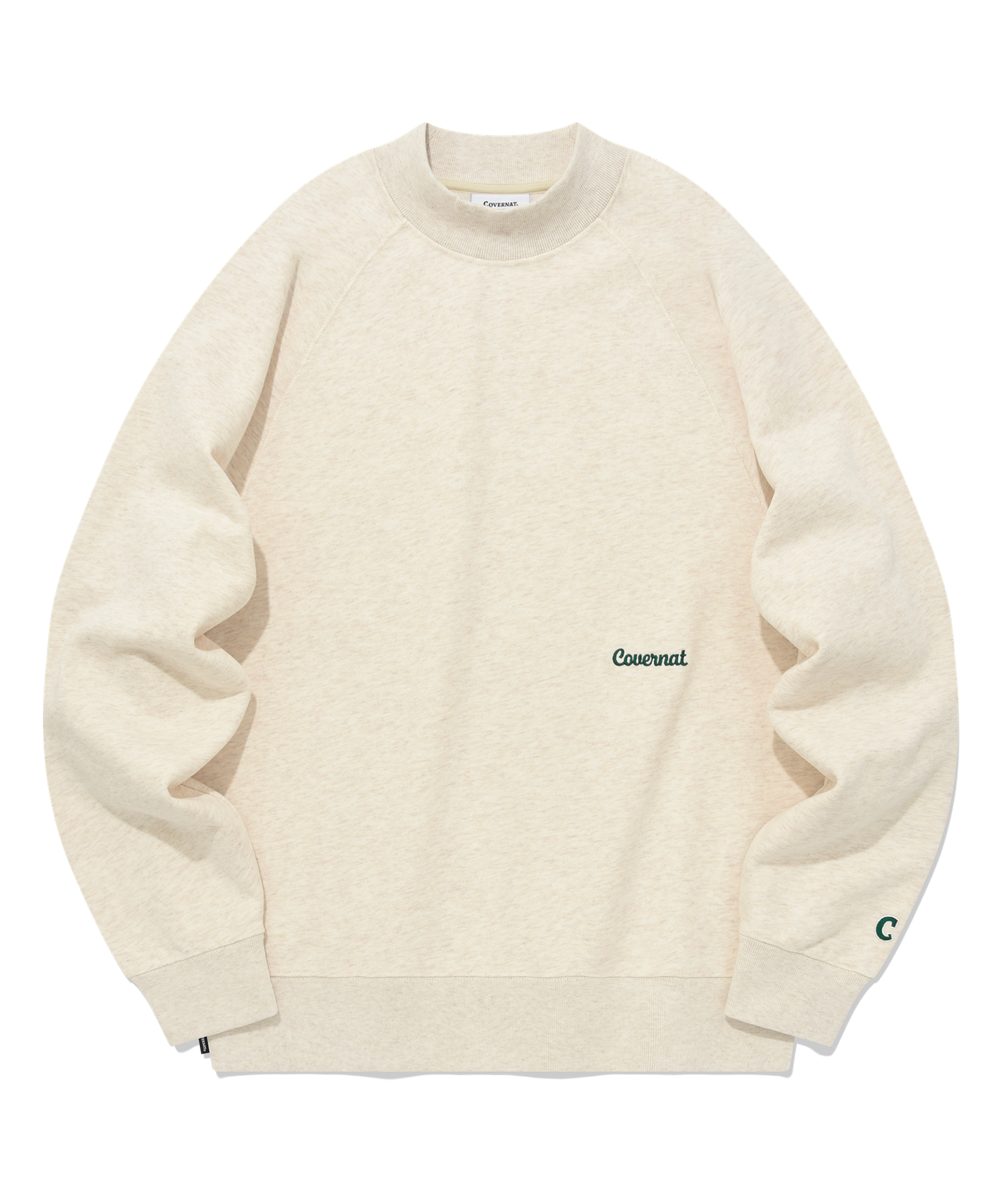 スウェット・トレーナー COVERNAT Mockneck semi over raglan man to man oatmeal MUSINSA | COVERNAT Mock Neck Semi Over Raglan Sweatshirt Oatmeal