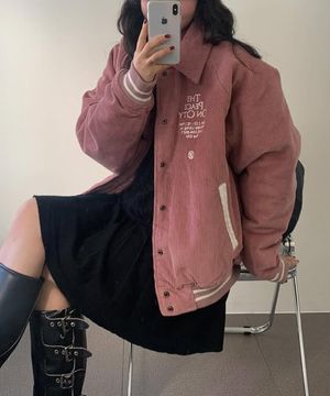 (패딩or논패딩 선택) 코듀로이 래글런 자켓_핑크