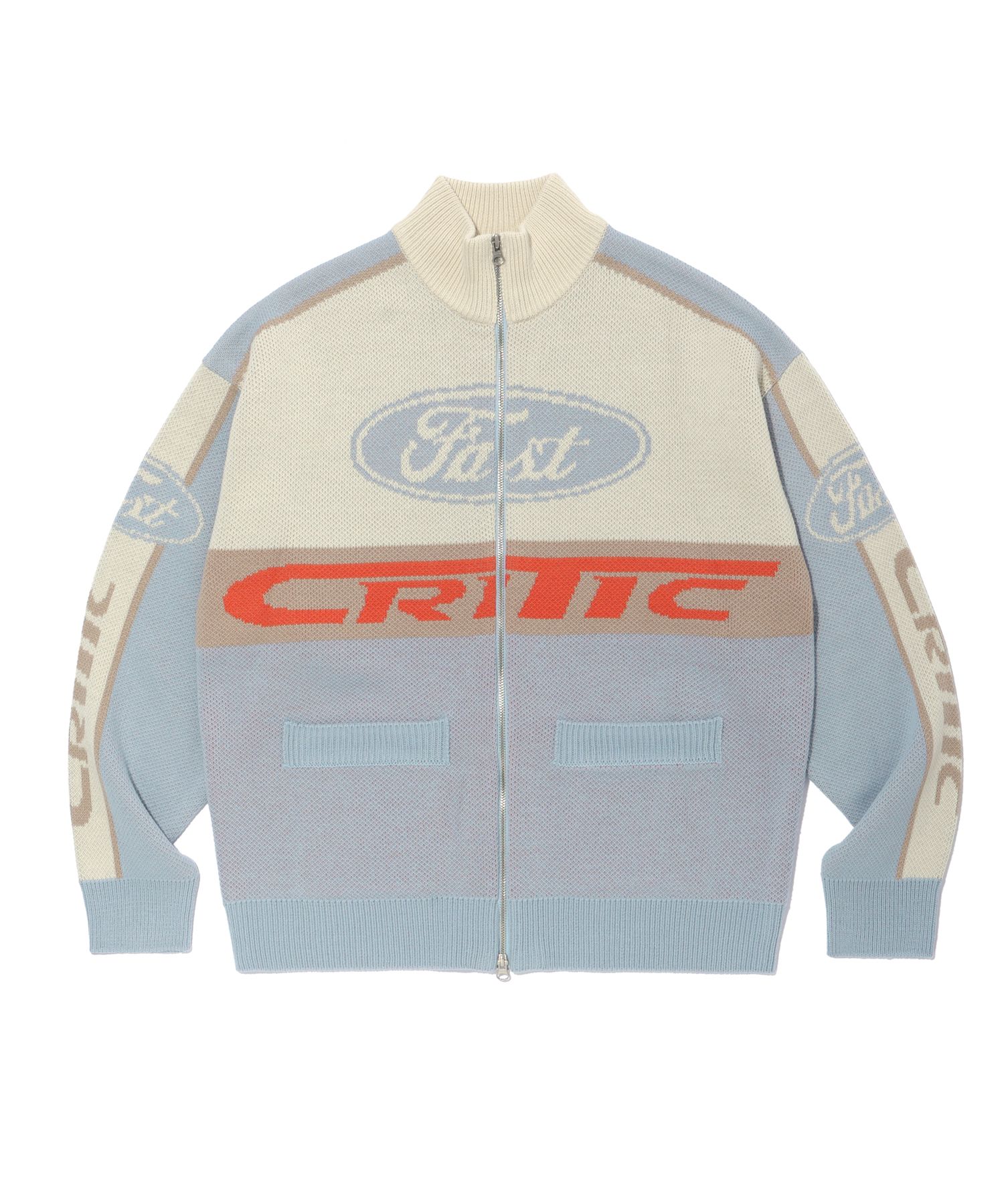 musinsa ニット critic racing zip-up knit MUSINSA | CRITIC RACING ZIP-UP KNIT SKY BLUE