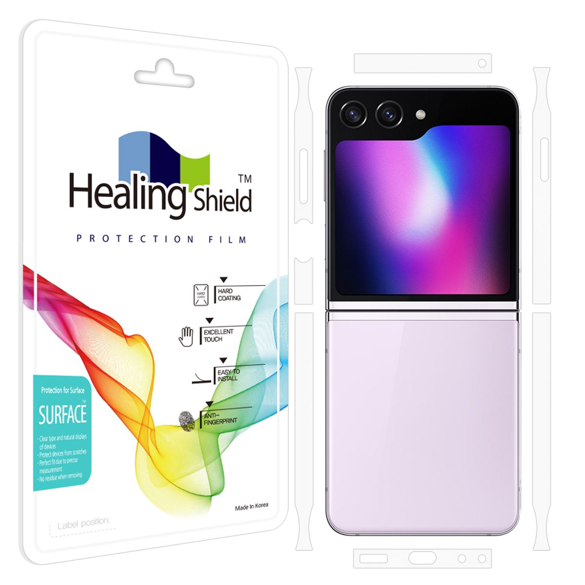 힐링쉴드(HEALINGSHIELD) 갤럭시 Z플립5 무광 측면테두리 보호필름 2세트