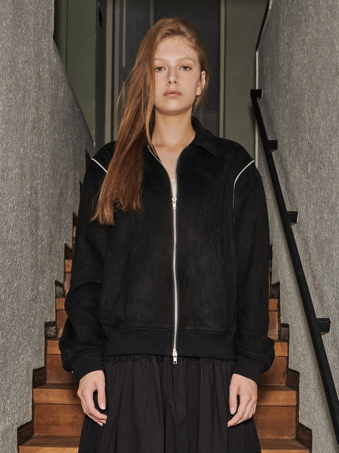 ジャケット・アウター COOR MIXED SUEDE PIPING JUMPER MUSINSA公式 | PLACE STUDIO スエードオーバーサイズカラー piping