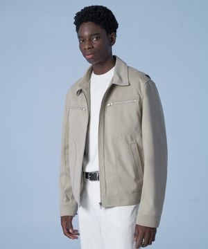 솔리드 스웨이드 지퍼 자켓 (베이지)