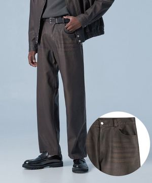 크랙 레더 루즈 팬츠 (브라운)