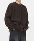 오버핏 라운드넥 니트 가디건 (BROWN)