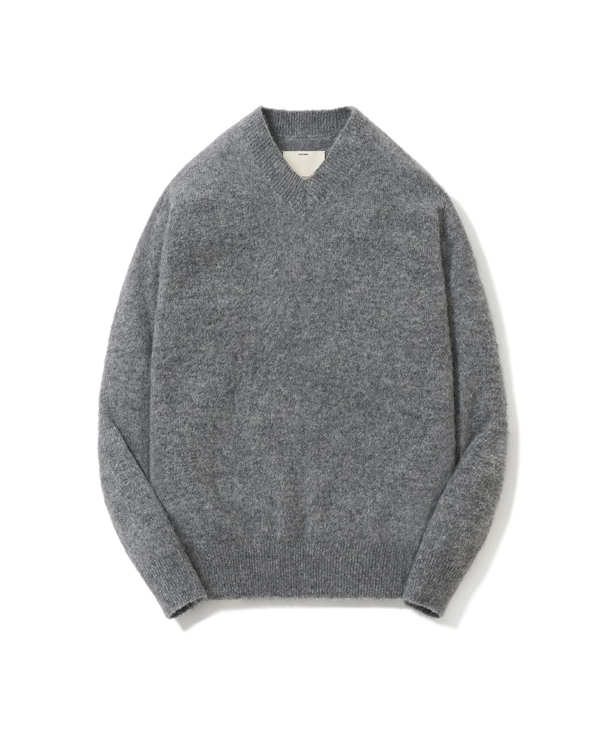 포터리(POTTERY) V-Neck KnitSuperfine Merino Wool Baby Alpaca Blend (Charcoal Gray)