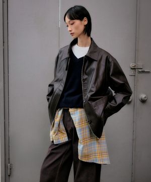 신세틱 레더 하프 자켓 [브라운]