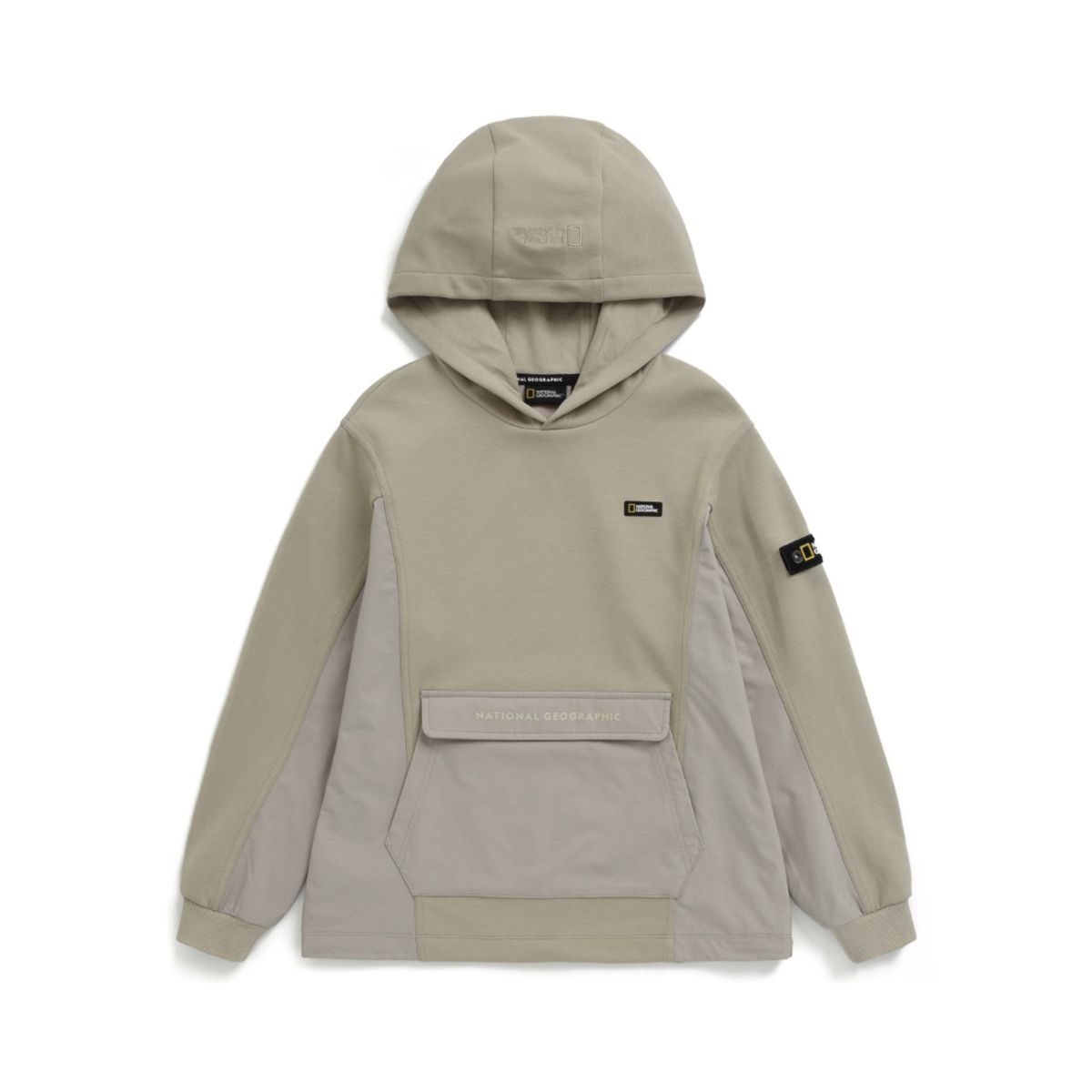 내셔널지오그래픽 키즈(NATIONAL GEOGRAPHIC KIDS) K233UHD940 우븐 배색 후드티셔츠 GRAYBEIGE