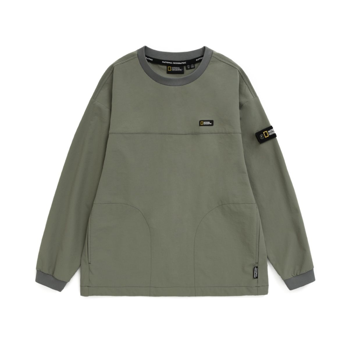 내셔널지오그래픽 키즈(NATIONAL GEOGRAPHIC KIDS) K233USW920 우븐 맨투맨 G/KHAKI