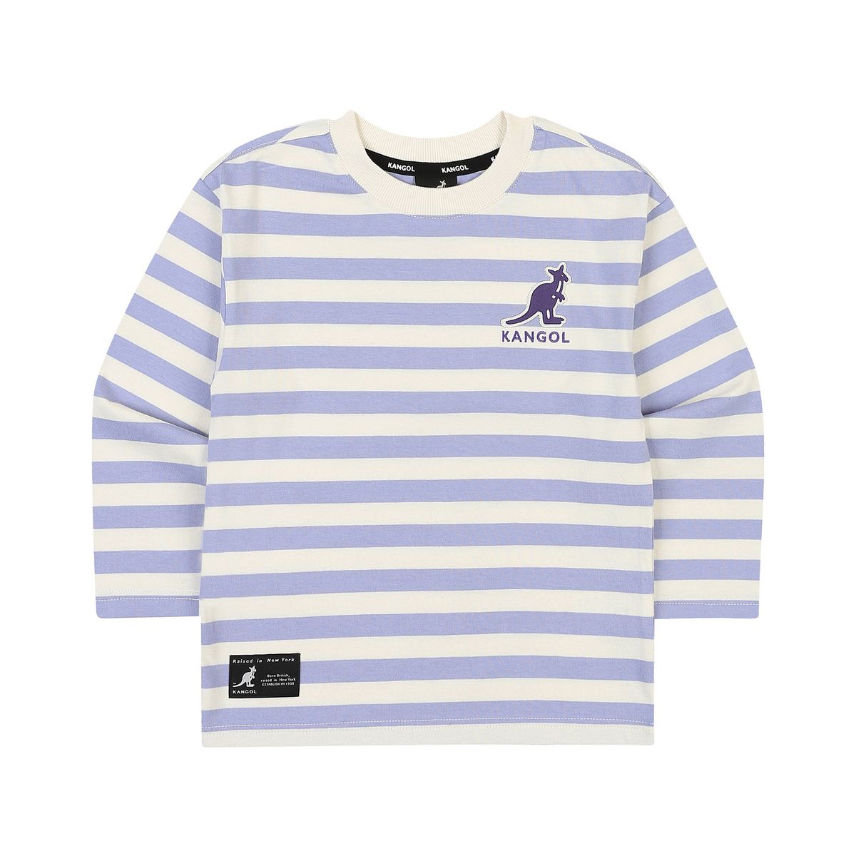 캉골키즈(KANGOL KIDS) 투톤 스트라이프 아플리케 로고 티셔츠 PC 0006 라이트 퍼플/APCCRT00060L1