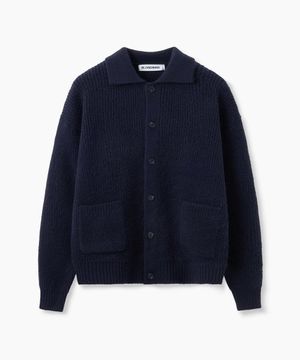 버튼 카라 니트 가디건_네이비