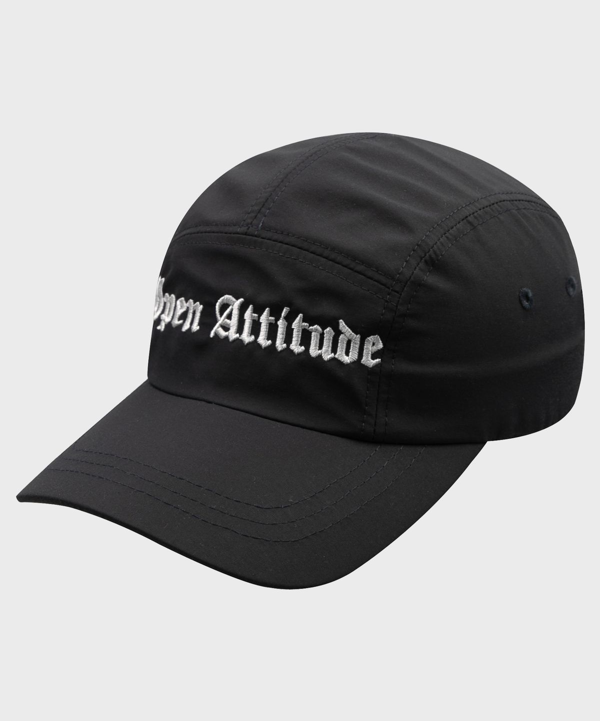오픈 에티튜드(OPEN ATTITUDE) NYLON CHROME LOGO CAMP CAP-CHARCOAL