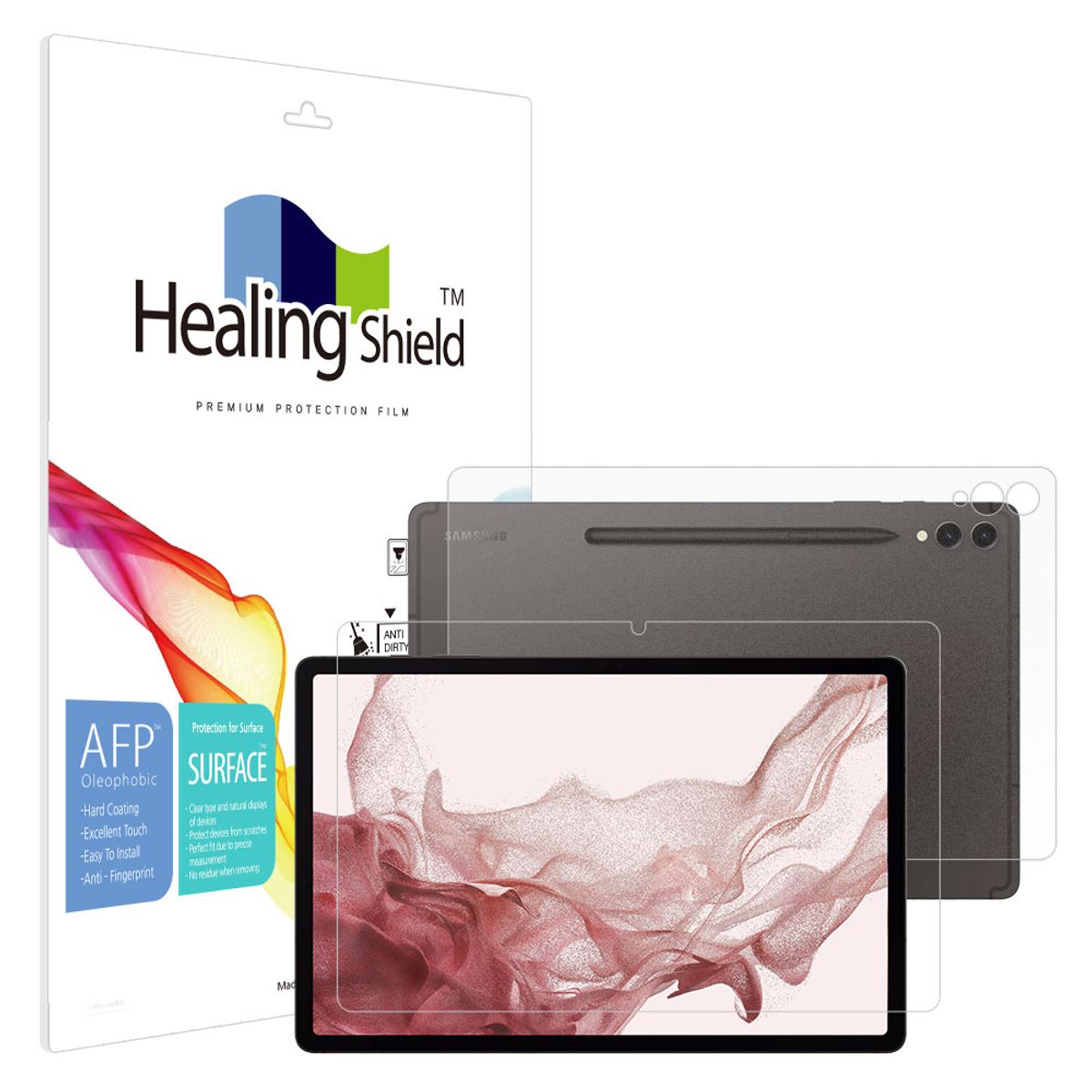 힐링쉴드(HEALINGSHIELD) 갤럭시탭S9 플러스 올레포빅 액정보호필름1매 후면1매