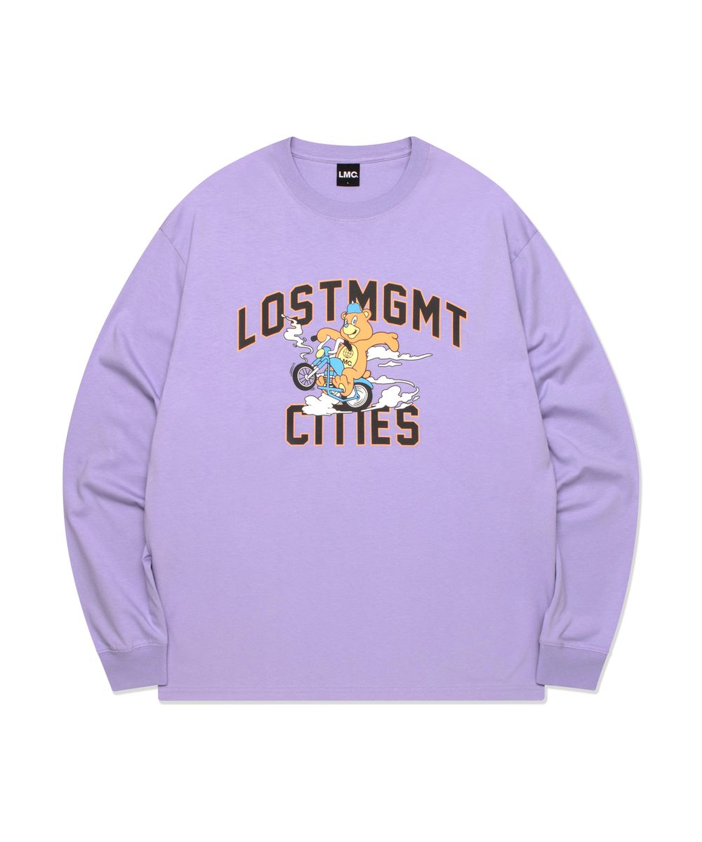 BIKER BEAR LONG SLV TEE light purple